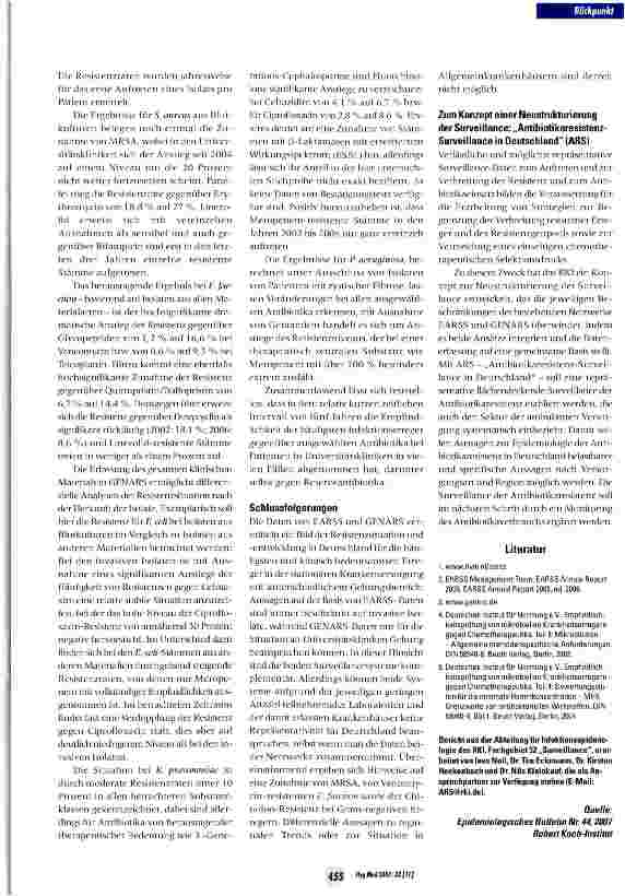 Vorschauseite 4: Zur Surveillance der Antibiotikaresistenz in Deutschland