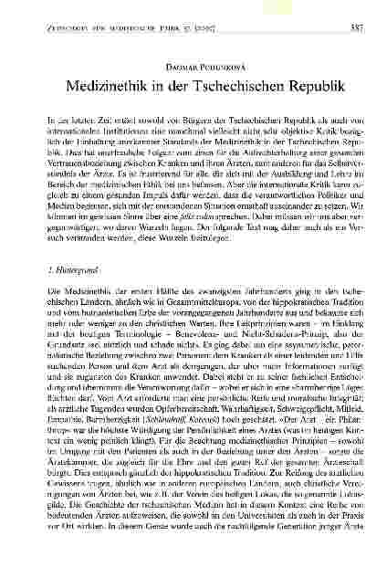 Vorschauseite 1: Medizinethik in der Tschechischen Republik