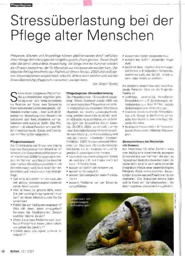 Vorschauseite 1: Stressüberlastung bei der Pflege alter Menschen