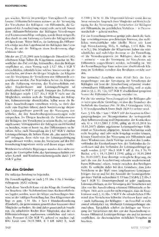 Vorschauseite 2: Ausschreibung bei der Versorgung mit wiederverwendbaren Hilfsmitteln