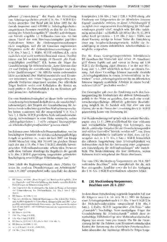 Vorschauseite 2: Keine Anspruchsgrundlage für die Übernahme notwendiger Fahrkosten bei der Verrichtung eines Ein-Euro-Job?