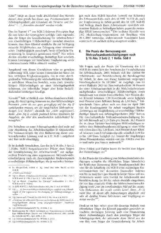 Vorschauseite 6: Keine Anspruchsgrundlage für die Übernahme notwendiger Fahrkosten bei der Verrichtung eines Ein-Euro-Job?