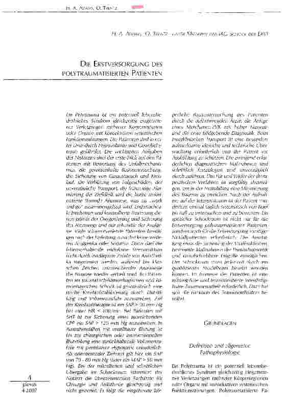 Vorschauseite 1: Die Erstversorgung eine polytraumatisierten Patienten