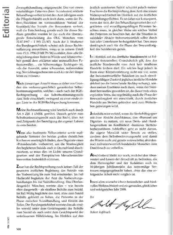 Vorschauseite 2: Plädoyer für einen ärztlich assistierten freiverantwortlichen Suizid