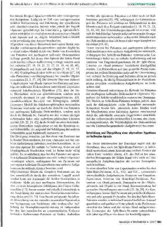 Vorschauseite 3: Die kallosale Apraxie - eine kritische Diskussion der traditionellenpathogenetischen Modelle