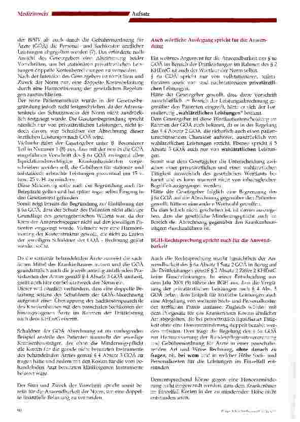 Vorschauseite 3: Minderungspflicht bei vom Krankenhausträger „eingekauften ärztlichen Leistungen?