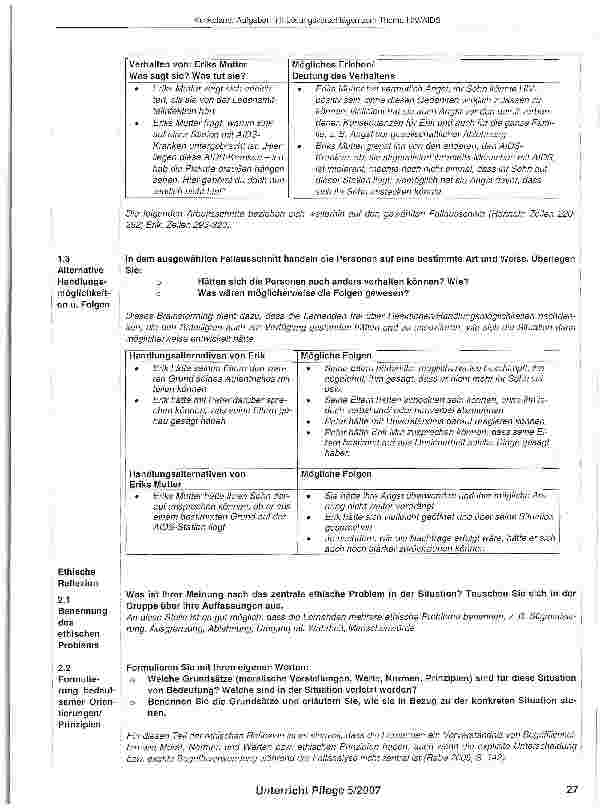 Vorschauseite 2: Aufgaben mit Lösungsvorschlägen zum Thema HIV/AIDS