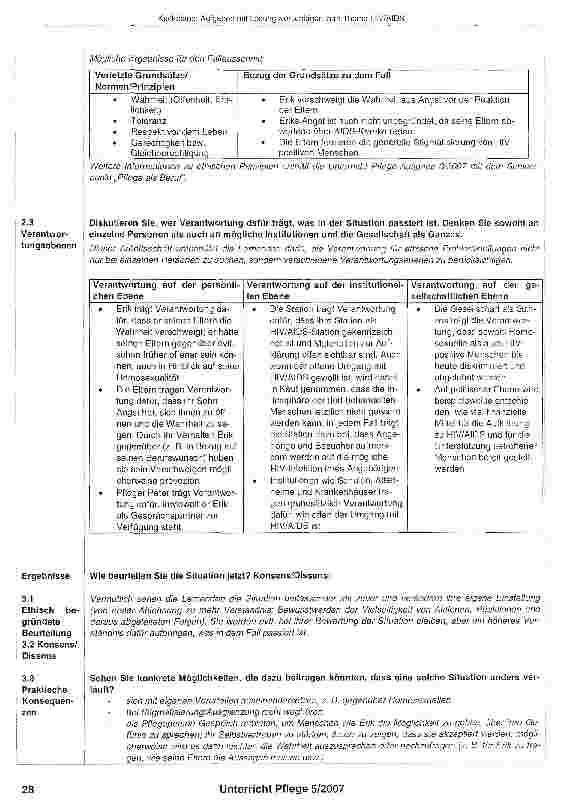 Vorschauseite 3: Aufgaben mit Lösungsvorschlägen zum Thema HIV/AIDS