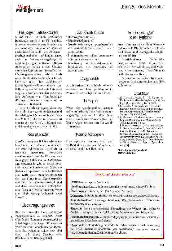 Vorschauseite 2: Der „Erreger des Monats - Eine Serie zum Sammeln Escherichia coli