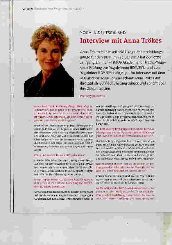 Vorschauseite 1: Interview mit Anna Trökes