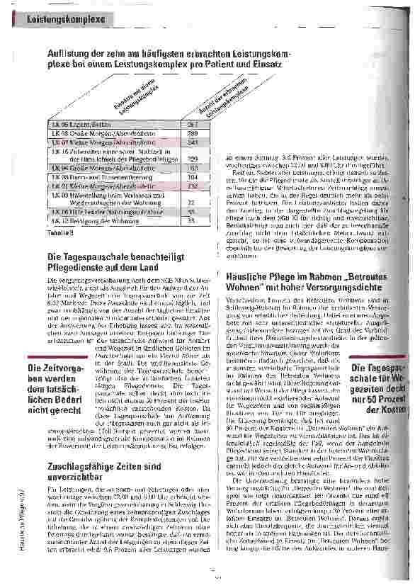 Vorschauseite 5: Die Schwachstellen aufgedeckt Ergebnisse einer bisher einmaligen Untersuchung zu den Leistungskomplexen nach SGB XI
