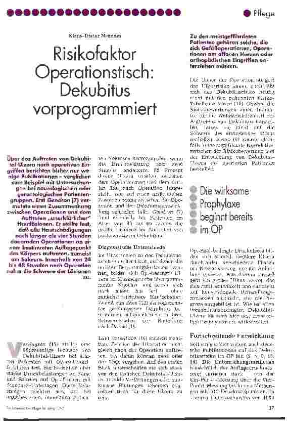 Vorschauseite 1: Risikofaktor Operationstisch: Dekubitus vorprogrammiert