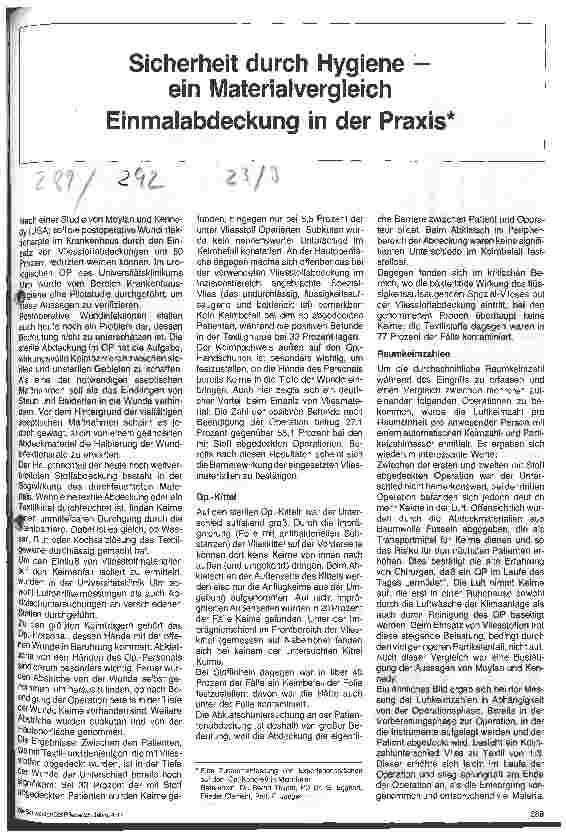 Vorschauseite 1: Sicherheit durch Hygieneein Materialvergleich, Einmalabdeckungen in der Praxis