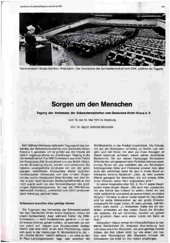 Vorschauseite 1: Sorgen um den Menschen: Tagung des Verbandes der Schwesternschaften vom Deutschen Roten Kreuz