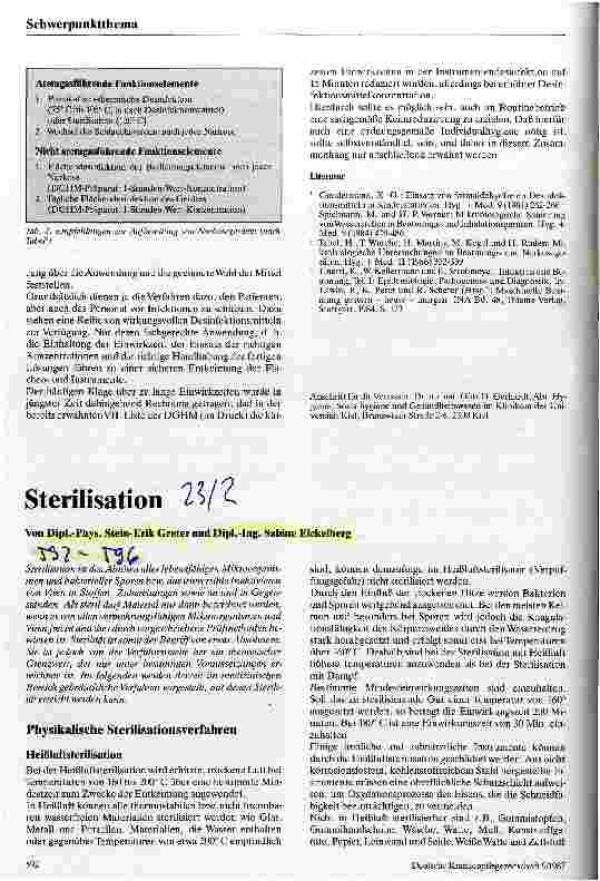 Vorschauseite 3: Desinfektion und Sterilisation von medizinischen Geräten
