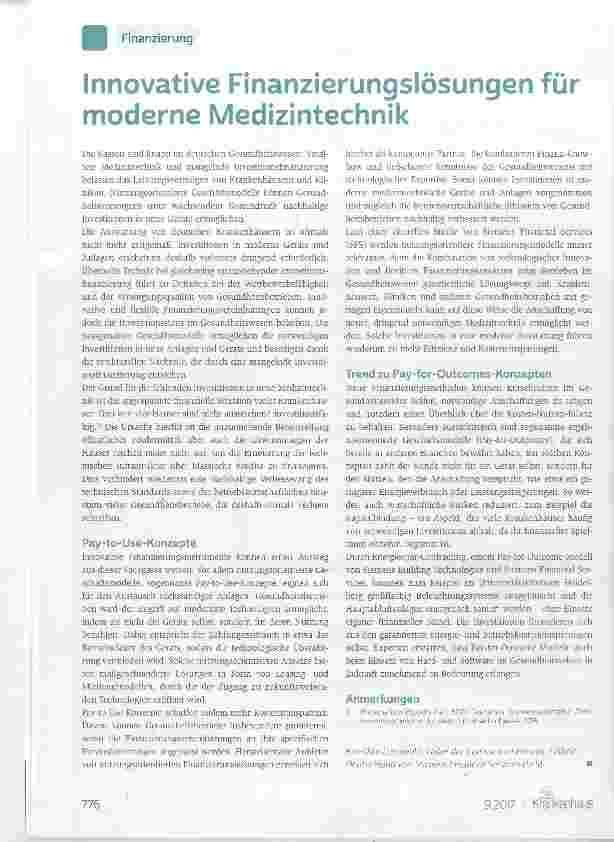 Vorschauseite 1: Innovative Finanzierungslösungen für moderne Medizintechnik
