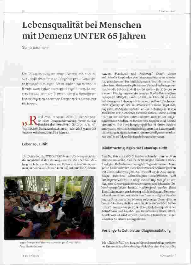 Vorschauseite 1: Lebensqualität bei Menschen mit Demenz UNTER 65 Jahren
