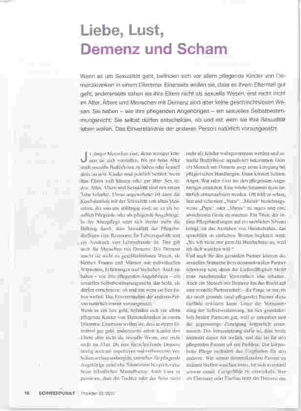 Vorschauseite 1: Liebe, Lust, Demenz und Scham