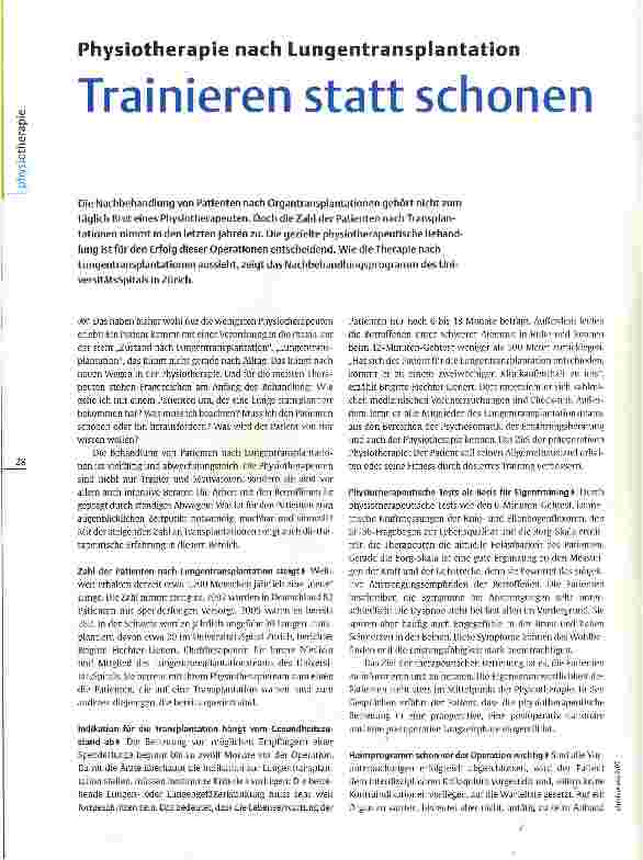 Vorschauseite 1: Physiotherapie nach Lungentransplantation Trainieren statt schonen