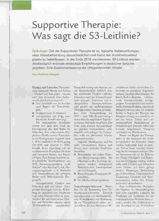 Vorschauseite 1: Supportive Therapie: Was sagt die S3-Leitlinie?