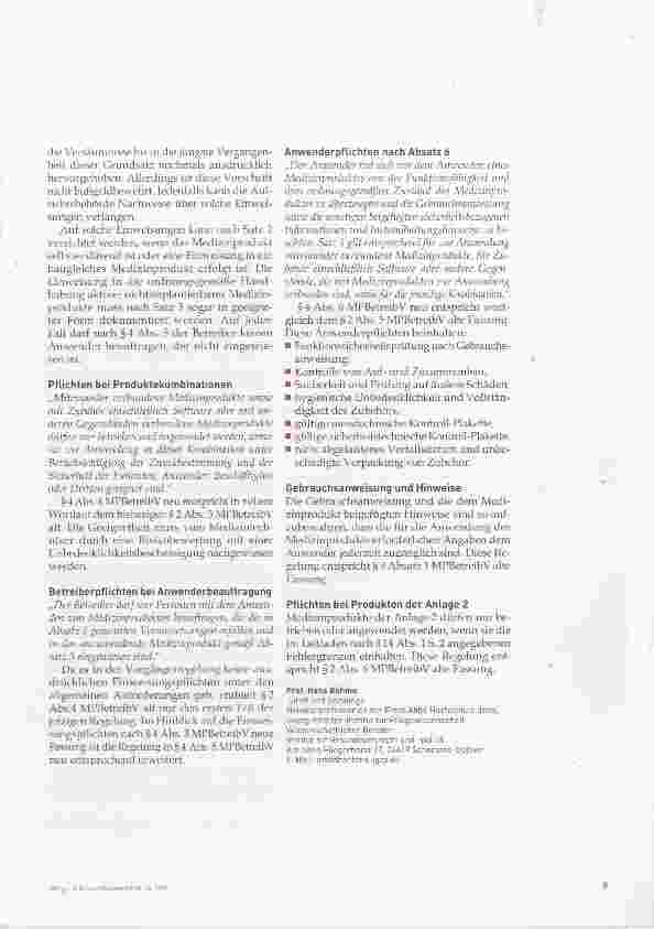 Vorschauseite 6: Die neue Medizinprodukte- Betreiberverordnung, Teil 2