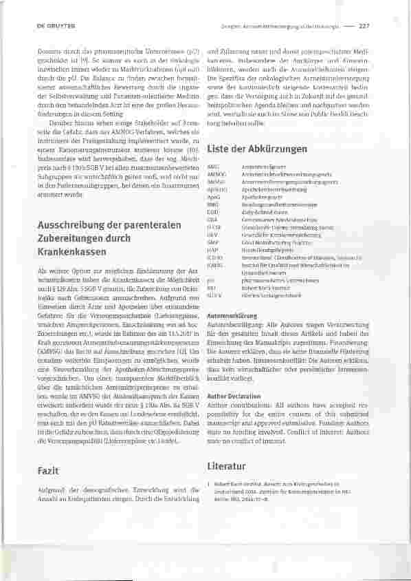 Vorschauseite 4: Arzneimittelversorgung in der Onkologie