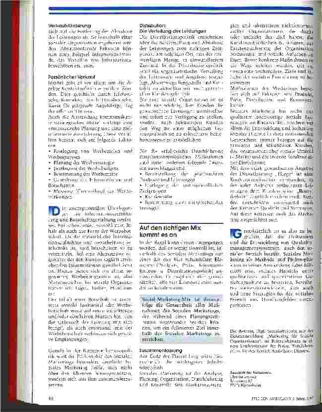 Vorschauseite 5: Soziales Marketing: Qualitätsmanagement mit Methode 3. Teil (Schluß)