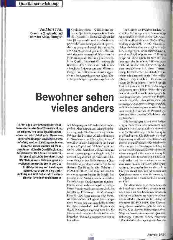 Vorschauseite 1: Bewohner sehen vieles anders