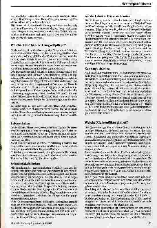 Vorschauseite 2: Gedanken zur Langzeitpflege Querschnittgelähmter