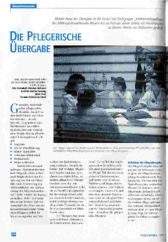 Vorschauseite 1: Die Pflegerische Übergabe