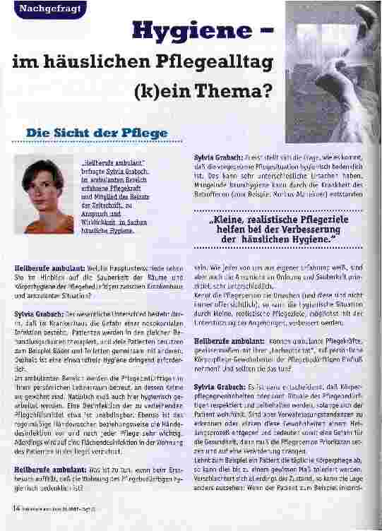 Vorschauseite 1: Hygiene - im häuslichen Alltag (k)ein Thema? Die Sicht der Pflege und die Sicht des Hausarztes