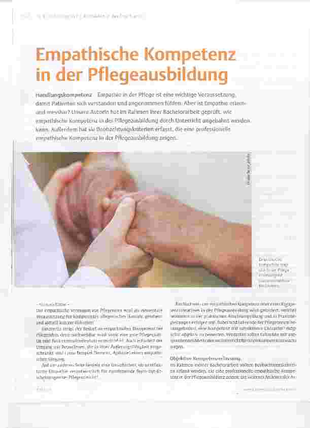 Vorschauseite 1: Empathische Kompetenz in der Pflegeausbildung