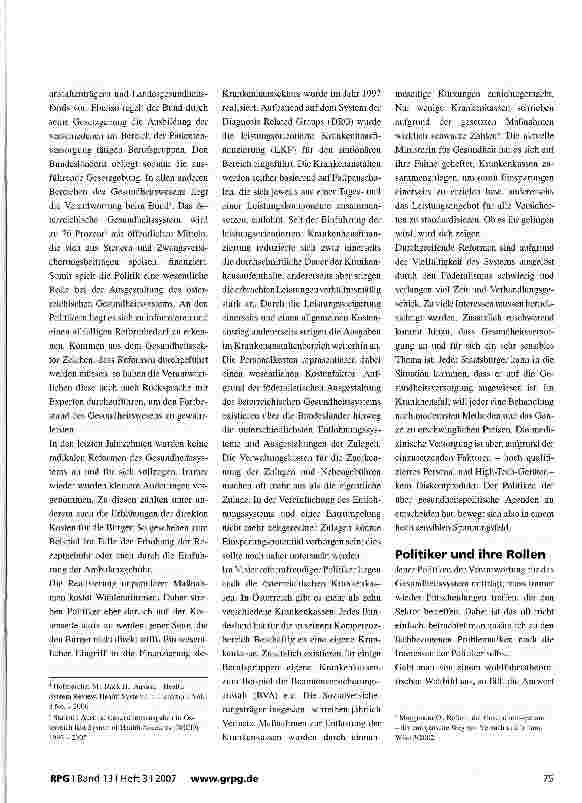 Vorschauseite 2: Gesundheitswesen und die Rolle der Politik in Österreich