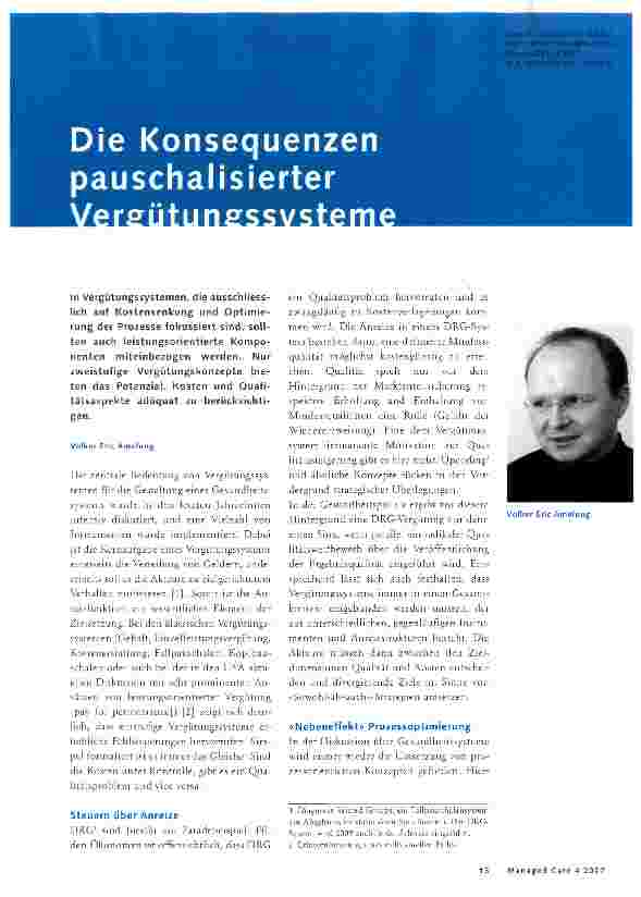 Vorschauseite 1: Doe Konsequenzen pauschaliserter Vergütungssysteme