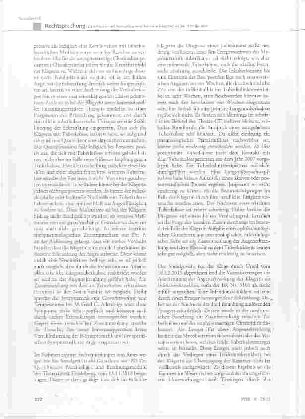 Vorschauseite 4: Zum Anspruch auf Feststellung einer Berufskrankheit nach der Nr. 3101 der BKV