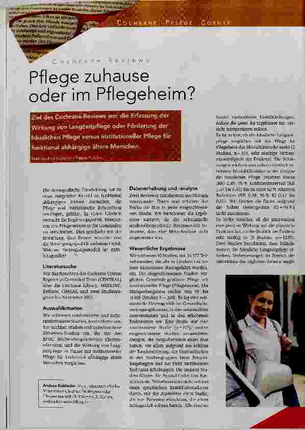Vorschauseite 1: Pflege zuhause oder im Pflegeheim?