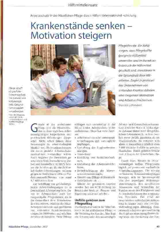 Vorschauseite 1: Krankenstände senken -Motivation steigern