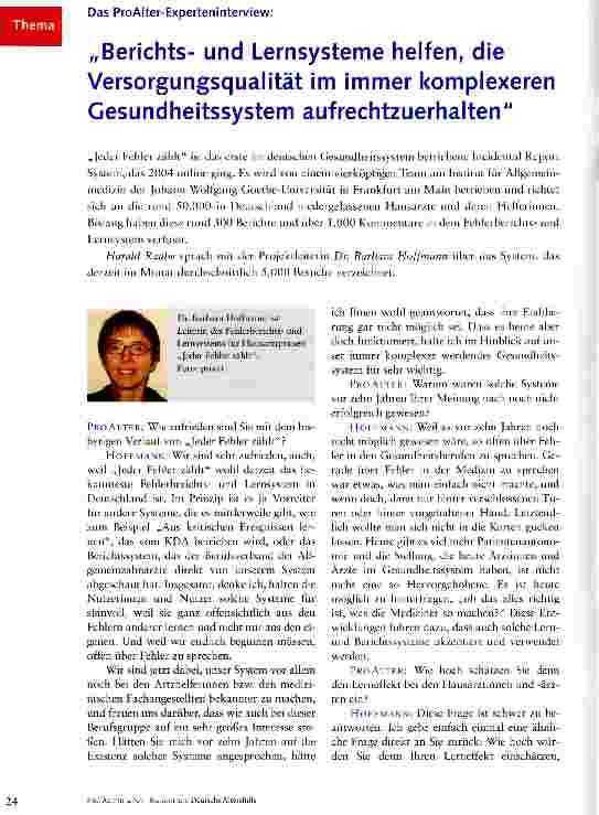 Vorschauseite 1: Berichtsund Lernsysteme helfen, die Versorgungsqualität im immer komplexeren Gesundheitssystem aufrechtzuerhalten