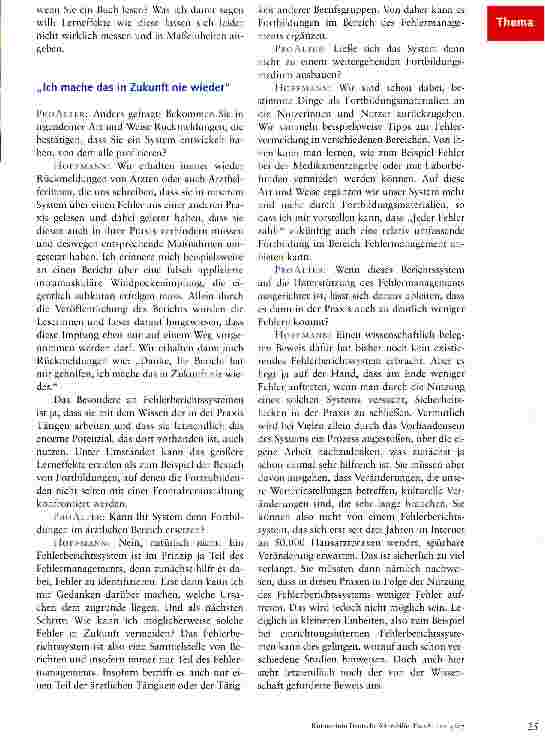 Vorschauseite 2: Berichtsund Lernsysteme helfen, die Versorgungsqualität im immer komplexeren Gesundheitssystem aufrechtzuerhalten