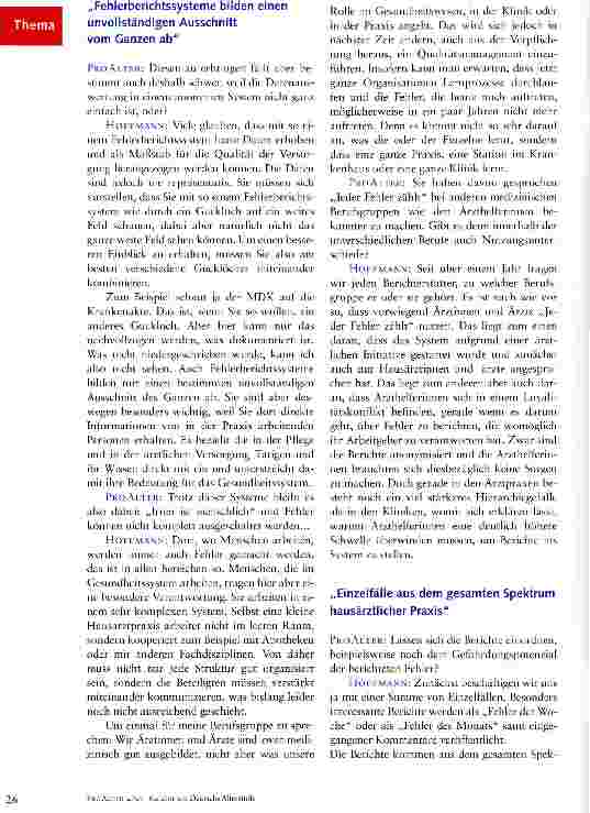 Vorschauseite 3: Berichtsund Lernsysteme helfen, die Versorgungsqualität im immer komplexeren Gesundheitssystem aufrechtzuerhalten