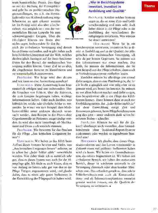 Vorschauseite 4: Berichtsund Lernsysteme helfen, die Versorgungsqualität im immer komplexeren Gesundheitssystem aufrechtzuerhalten