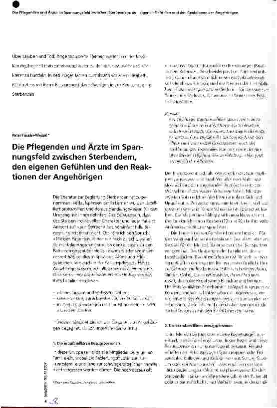 Vorschauseite 1: Die Pflegenden und Ärzte im Spannungsfeld zwischen Sterbendem, den eigenen Gefühlen und den Reaktionen der Angehörigen
