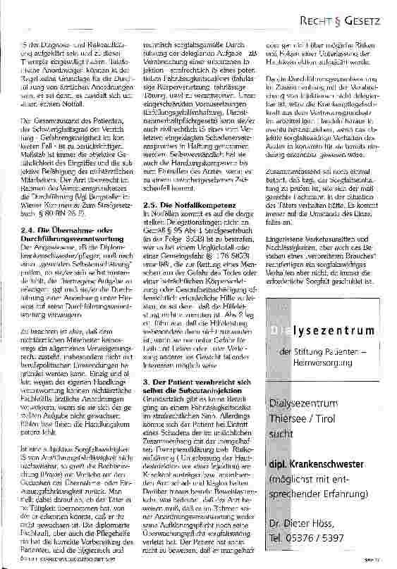 Vorschauseite 4: Die Verabreichung von subcutanen Injektionen durch den Krankenpflegefachdienst und die PflegehelferInnen - strafrechtliche Verantwortung und zivilrechtliche Haftung