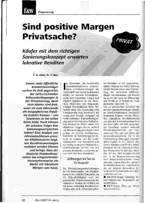 Vorschauseite 1: Sind positive Margen Privatsache?