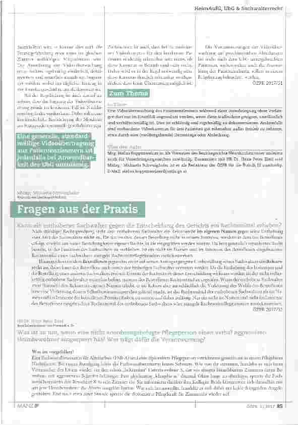 Vorschauseite 3: Videoüberwachung auf der Psychiatrie was ist wann zulässig?
