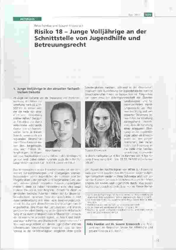 Vorschauseite 1: Risiko 18 Junge Volljährige an der Schnittstelle von Jugendhilfe und Betreuungsrecht