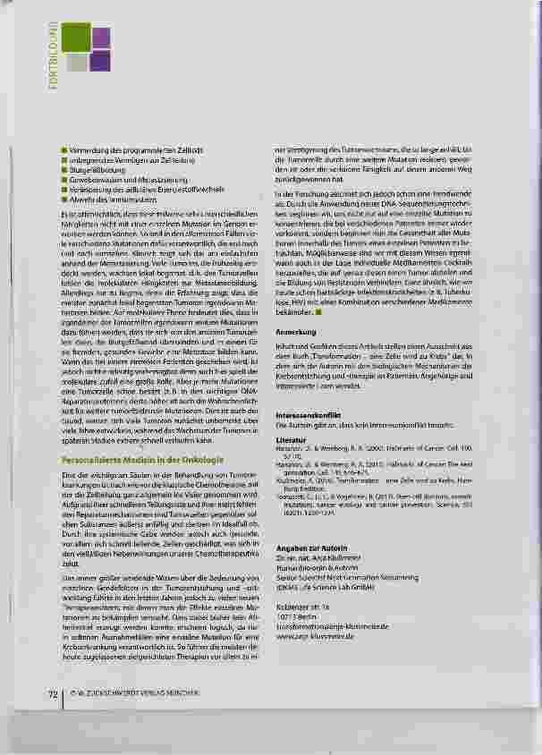 Vorschauseite 6: Genetische Grundlagen der Krebsentstehung