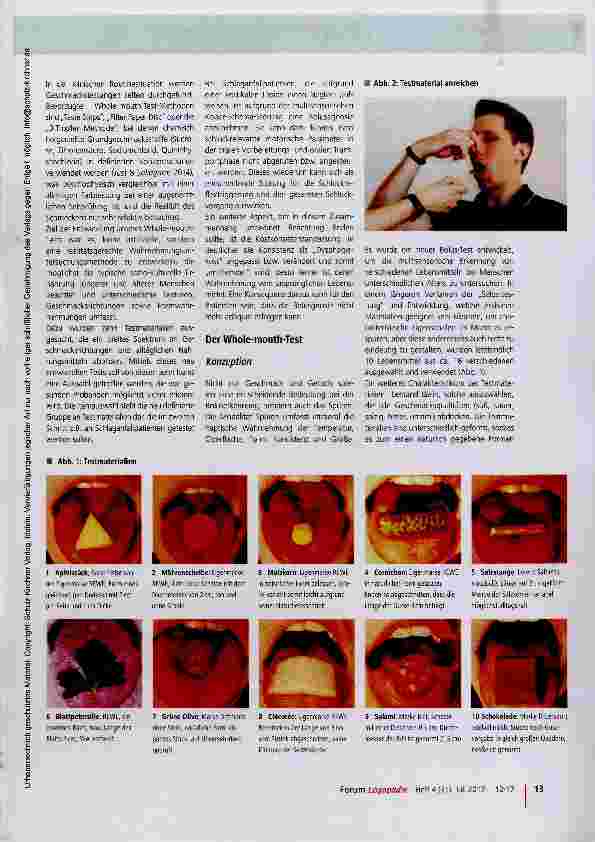 Vorschauseite 2: Neuer Whole-mouth-Test zur Diagnostik der Nahrungsperzeption