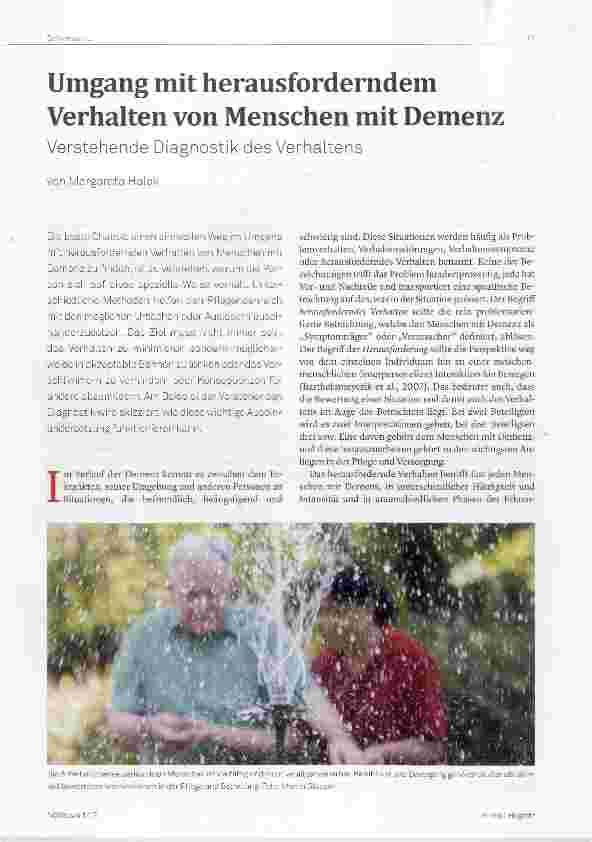 Vorschauseite 1: Umgang mit herausforderndem Verhalten von Menschen mit Demenz