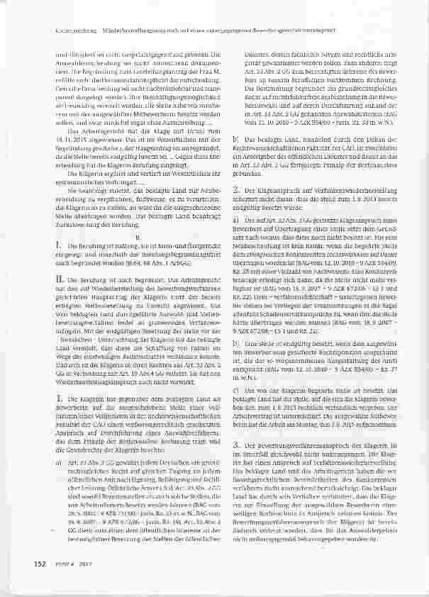 Vorschauseite 3: Wiederherstellungsanspruch auf einen untergegangenen Bewerbungsverfahrensanspruch zwecks effektiven Rechtsschutzes